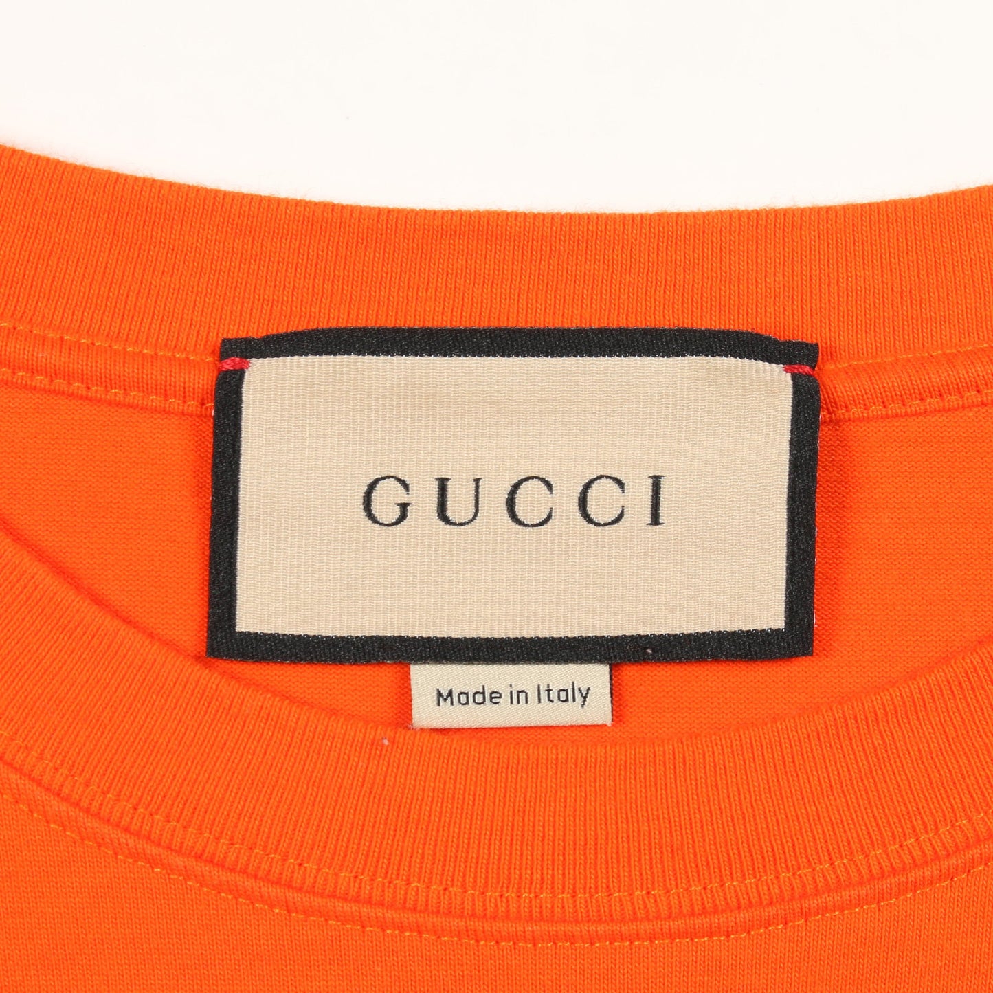 アームミラープリント 長袖Tシャツ クルーネック コットン オレンジ グッチ トップス GUCCI