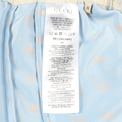GUCCI × adidas イージーパンツ ロゴ総柄 サイドライン ブルー グッチ ボトムス GUCCI