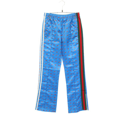 GUCCI × adidas イージーパンツ ロゴ総柄 サイドライン ブルー グッチ ボトムス GUCCI