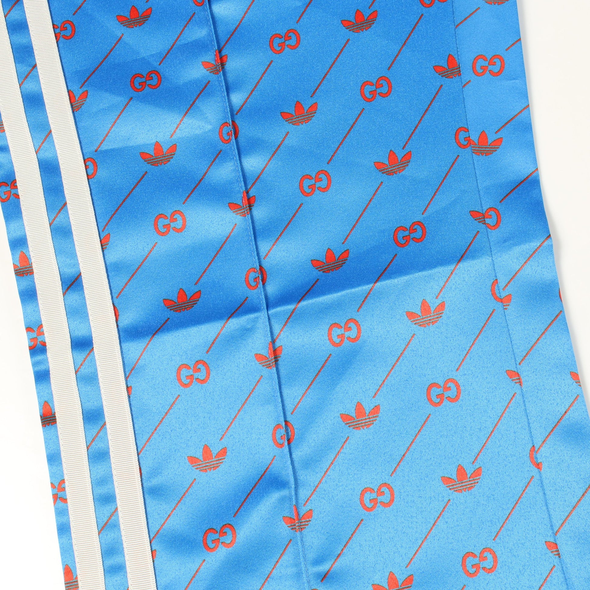 GUCCI × adidas イージーパンツ ロゴ総柄 サイドライン ブルー グッチ ボトムス GUCCI