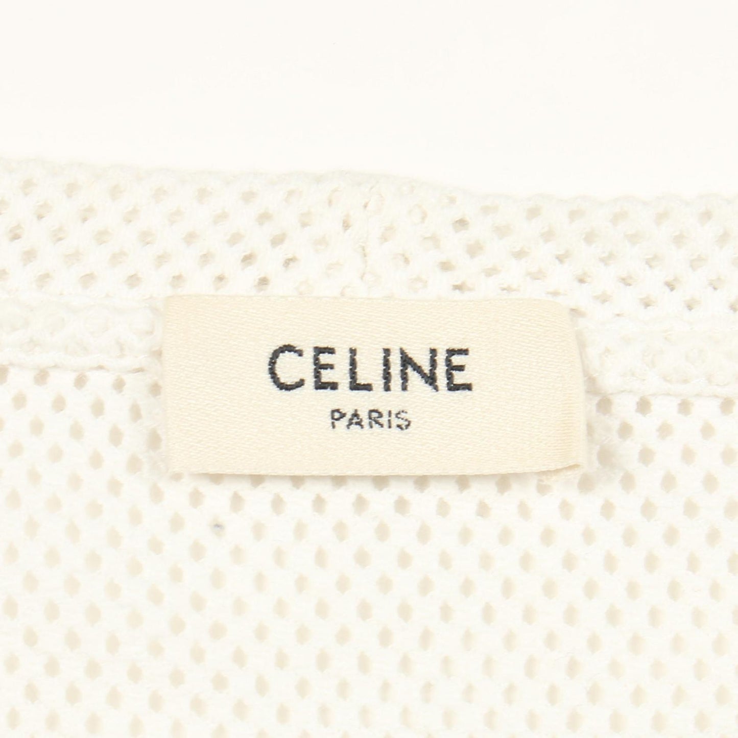 クロップド メッシュ 半袖Tシャツ クルーネック コットン ホワイト ブラック セリーヌ トップス CELINE