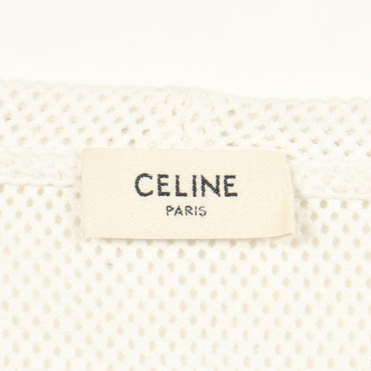 クロップド メッシュ 半袖Tシャツ クルーネック コットン ホワイト ブラック セリーヌ トップス CELINE