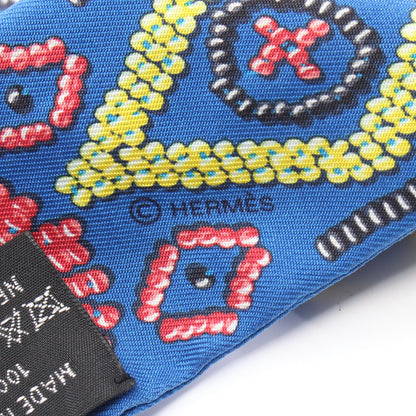 ツイリー KELLY EN PERLES リボン スカーフ シルク ブルー マルチカラー エルメス 財布・小物 HERMES
