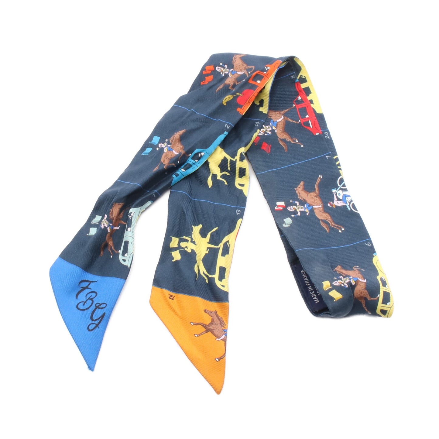 ツイリー HERMES PARADE リボン スカーフ シルク ネイビー マルチカラー エルメス 財布・小物 HERMES