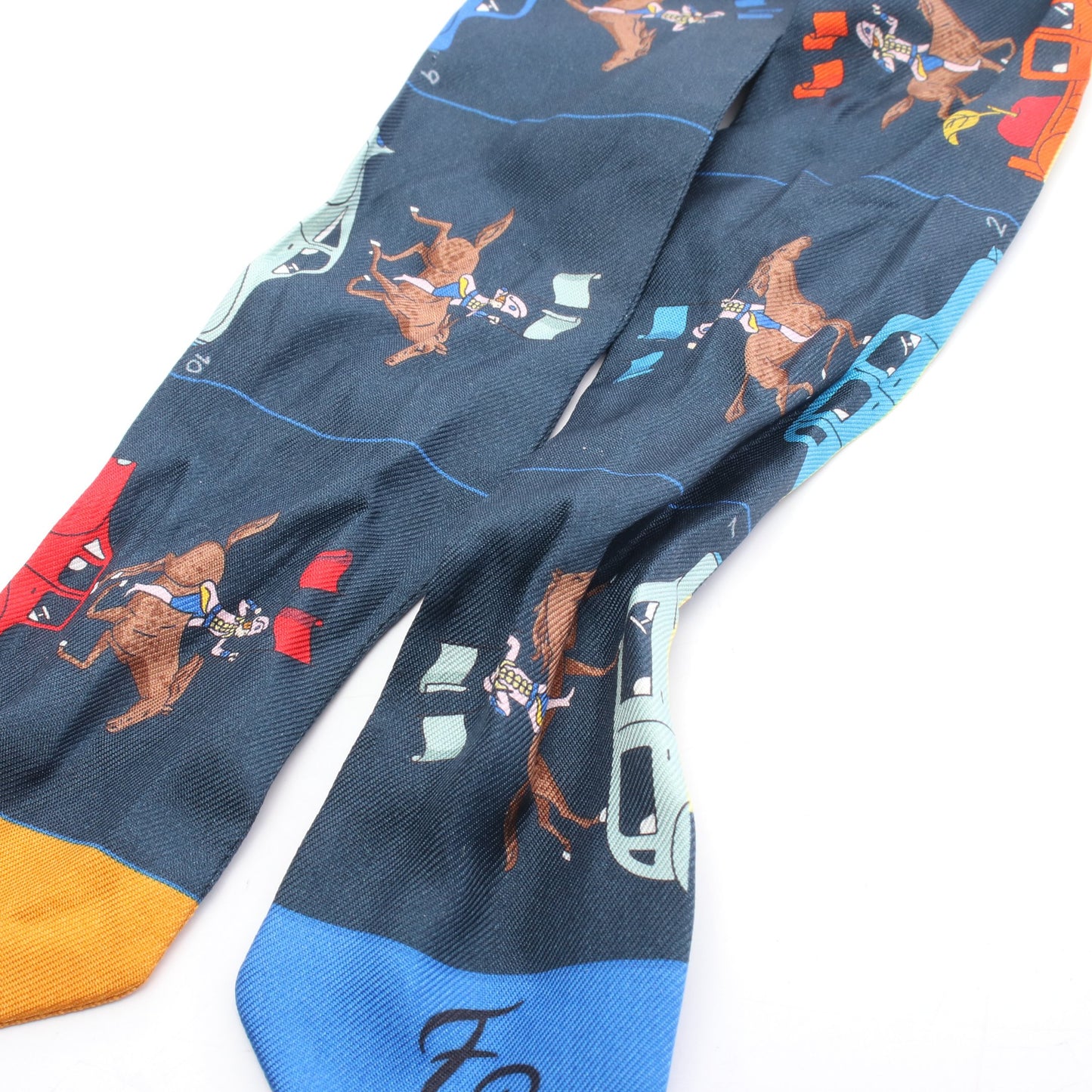 ツイリー HERMES PARADE リボン スカーフ シルク ネイビー マルチカラー エルメス 財布・小物 HERMES