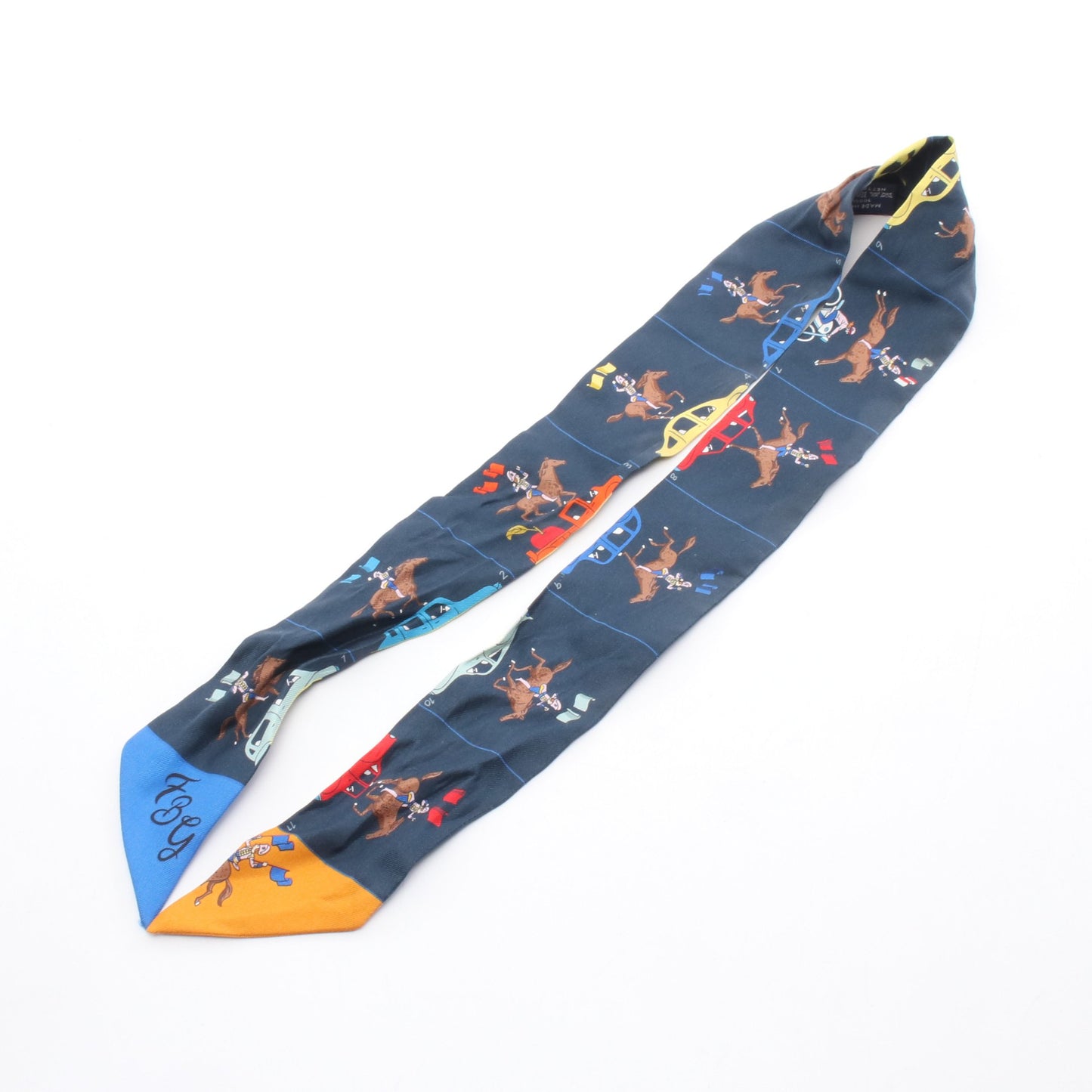 ツイリー HERMES PARADE リボン スカーフ シルク ネイビー マルチカラー エルメス 財布・小物 HERMES
