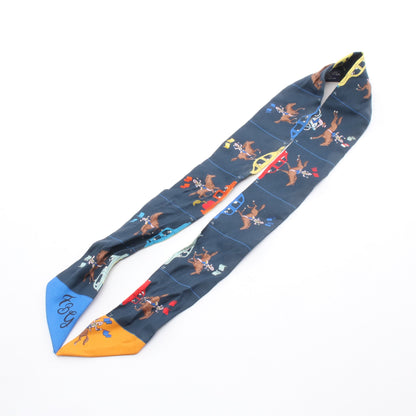 ツイリー HERMES PARADE リボン スカーフ シルク ネイビー マルチカラー エルメス 財布・小物 HERMES