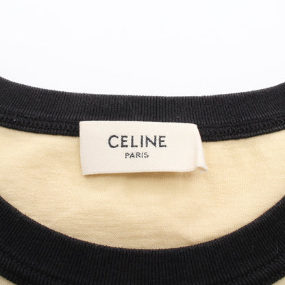 トリオンフ ロゴ クロップド丈 半袖Tシャツ コットン カーキベージュ ブラック セリーヌ トップス CELINE