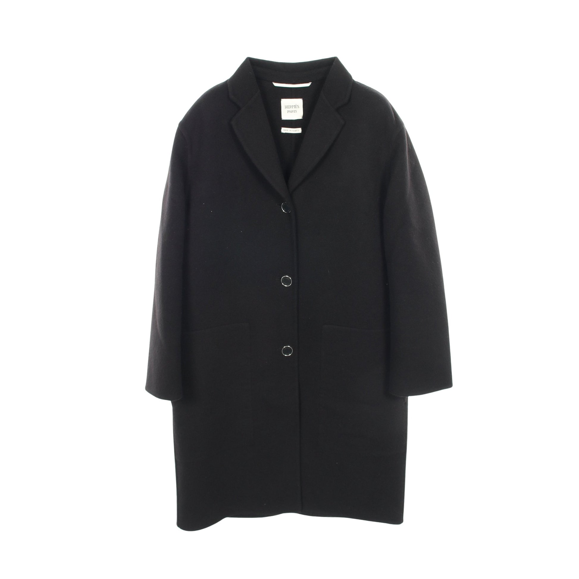セリエボタン ダブルフェイス チェスターコート カシミヤ ブラック エルメス アウター HERMES