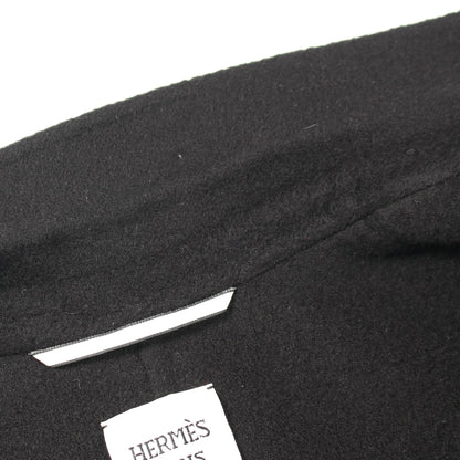 セリエボタン ダブルフェイス チェスターコート カシミヤ ブラック エルメス アウター HERMES