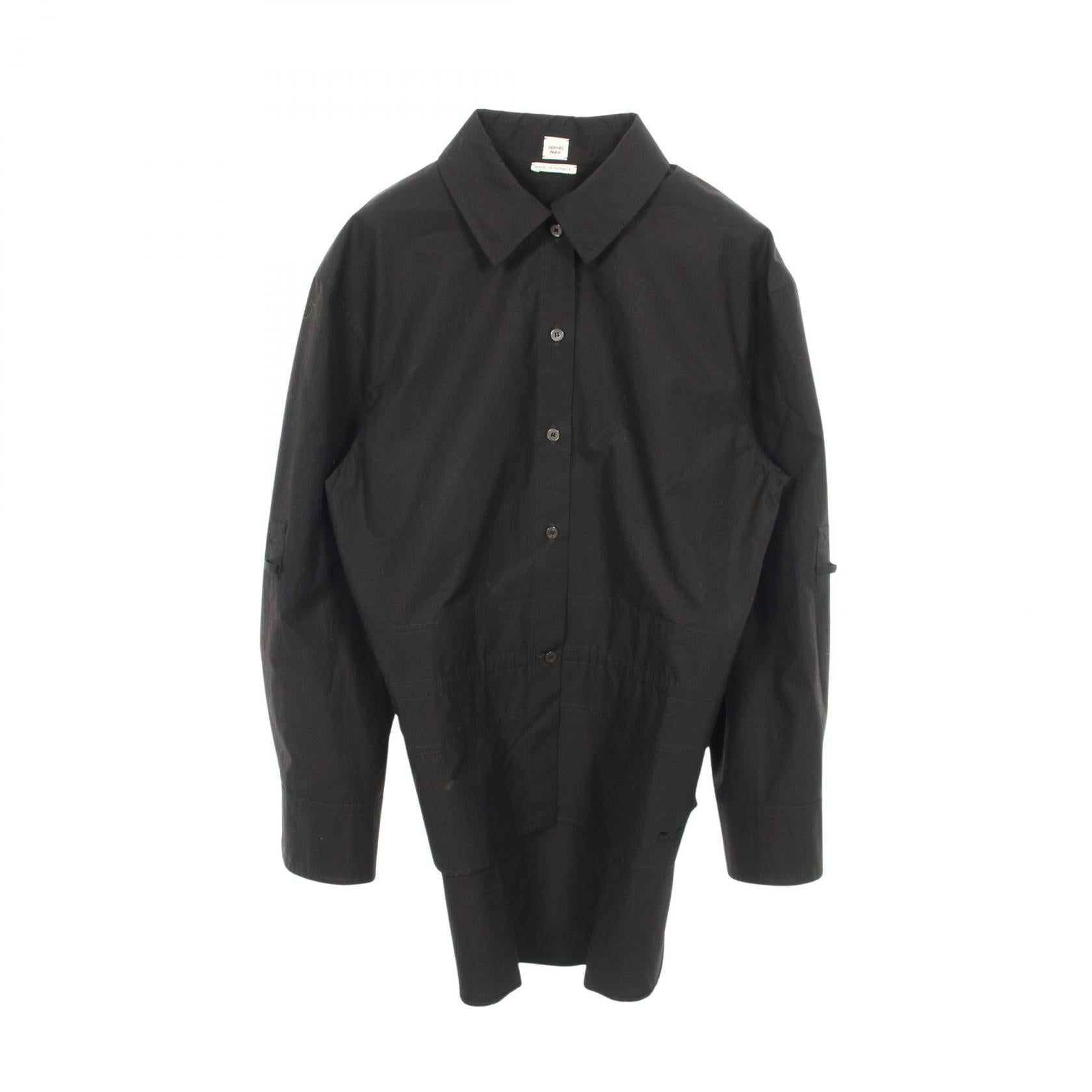 カレーシュ刺繍 シャツ 長袖 コットン ブラック エルメス – RECLO