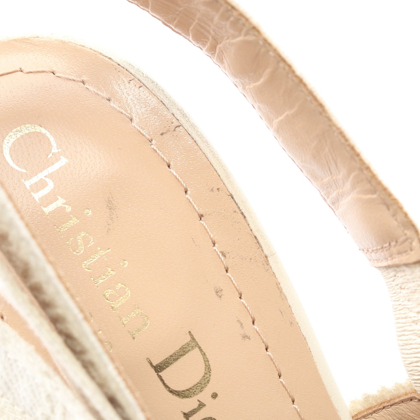 J'ADIOR スリングバック サンダル キャンバス ホワイト ビジュー クリスチャンディオール シューズ Christian Dior