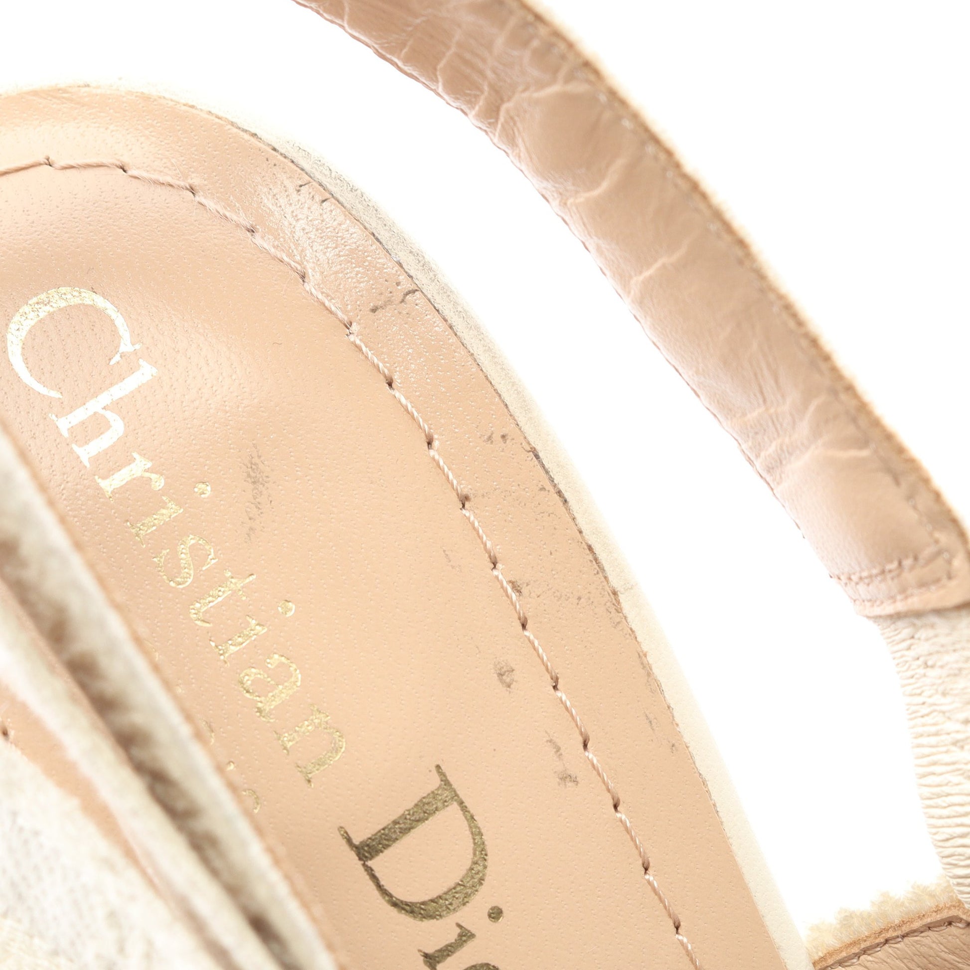 J'ADIOR スリングバック サンダル キャンバス ホワイト ビジュー クリスチャンディオール シューズ Christian Dior