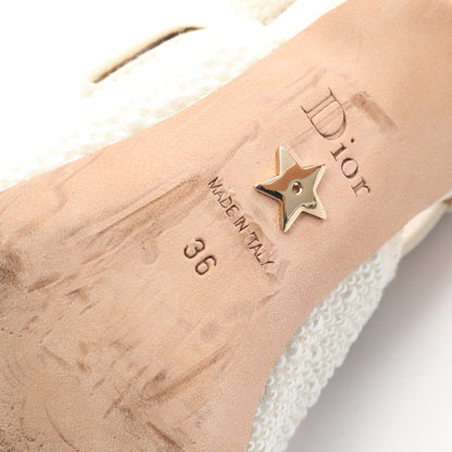 J'ADIOR スリングバック サンダル キャンバス ホワイト ビジュー クリスチャンディオール シューズ Christian Dior