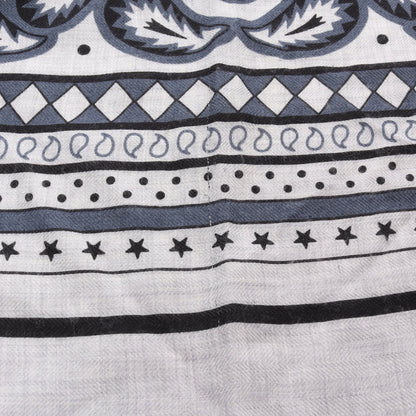 カレジェアン カレ140 四輪馬車の車輪 スカーフ ショール カシミヤ シルク ライトグレー ブラック ブルー エルメス