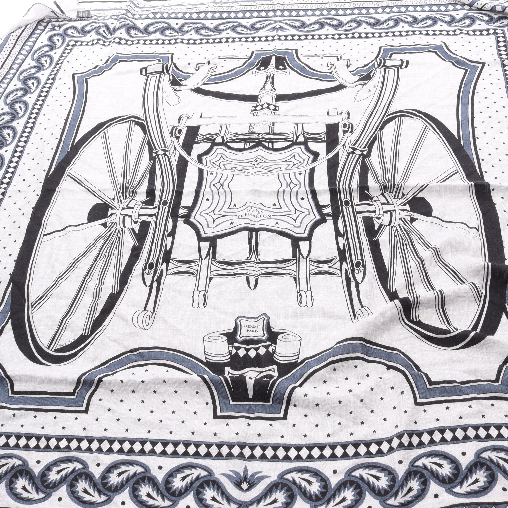 カレジェアン カレ140 四輪馬車の車輪 スカーフ ショール カシミヤ