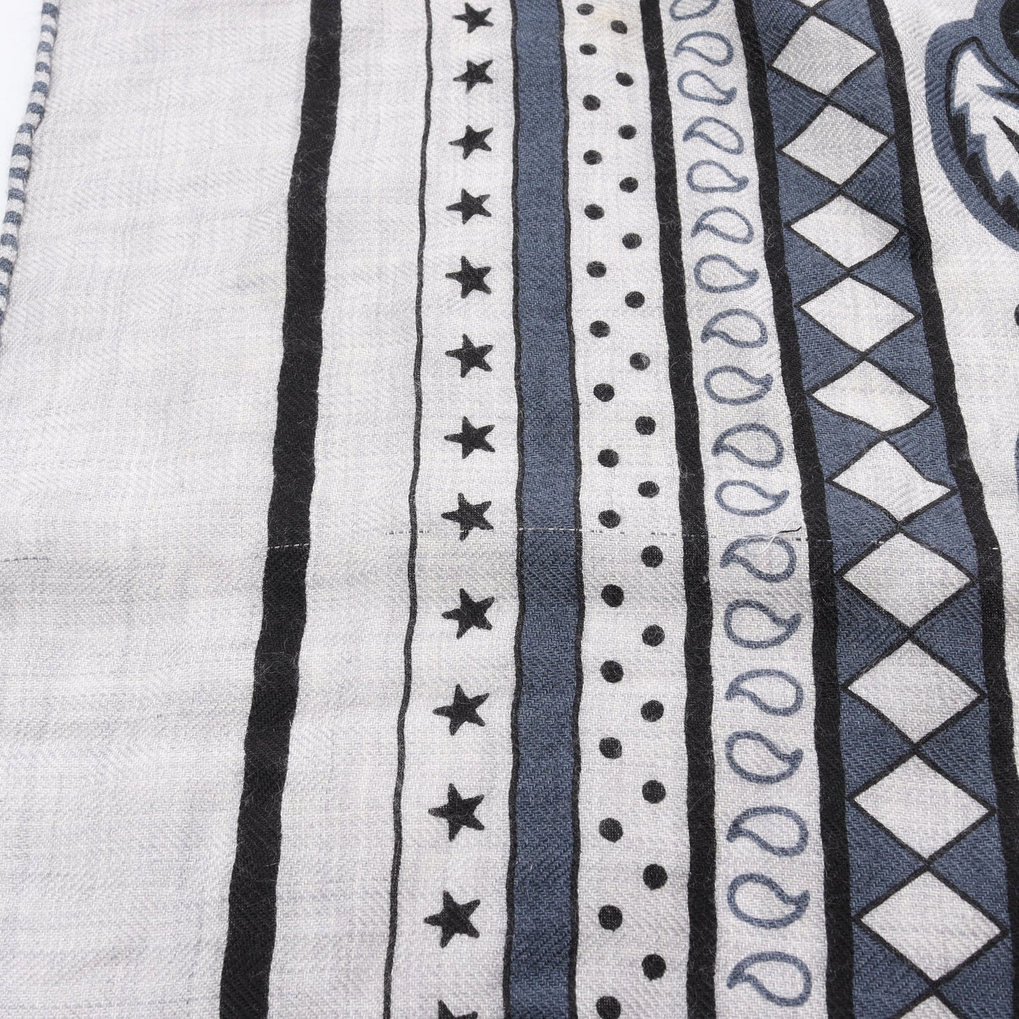 カレジェアン カレ140 四輪馬車の車輪 スカーフ ショール カシミヤ シルク ライトグレー ブラック ブルー エルメス