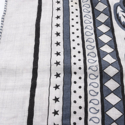 カレジェアン カレ140 四輪馬車の車輪 スカーフ ショール カシミヤ シルク ライトグレー ブラック ブルー エルメス