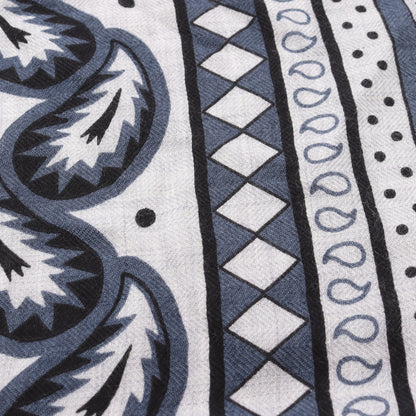 カレジェアン カレ140 四輪馬車の車輪 スカーフ ショール カシミヤ シルク ライトグレー ブラック ブルー エルメス