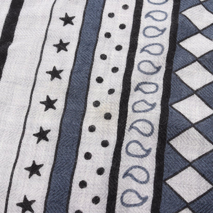 カレジェアン カレ140 四輪馬車の車輪 スカーフ ショール カシミヤ シルク ライトグレー ブラック ブルー エルメス