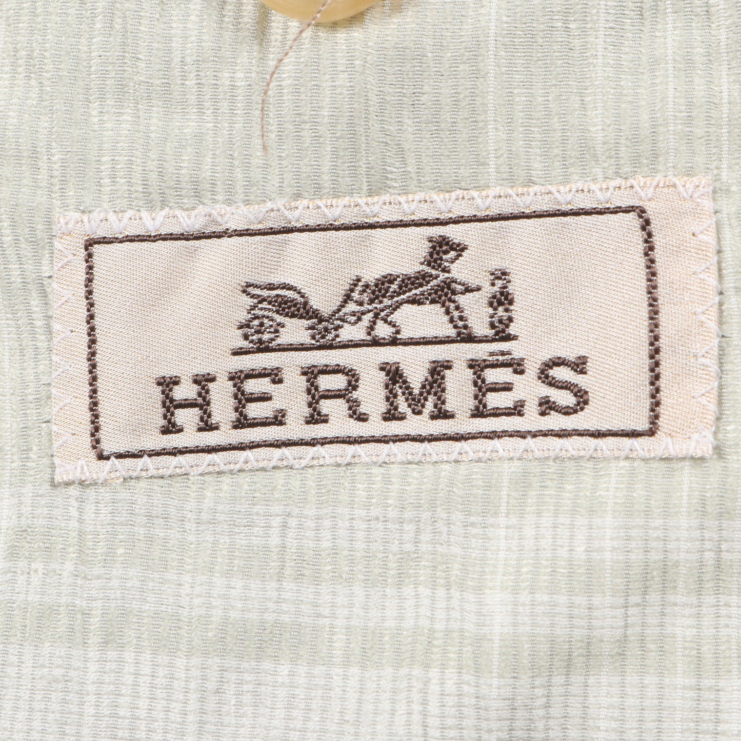 テーラードジャケット チェック リネン コットン ライトグリーン エルメス アウター HERMES