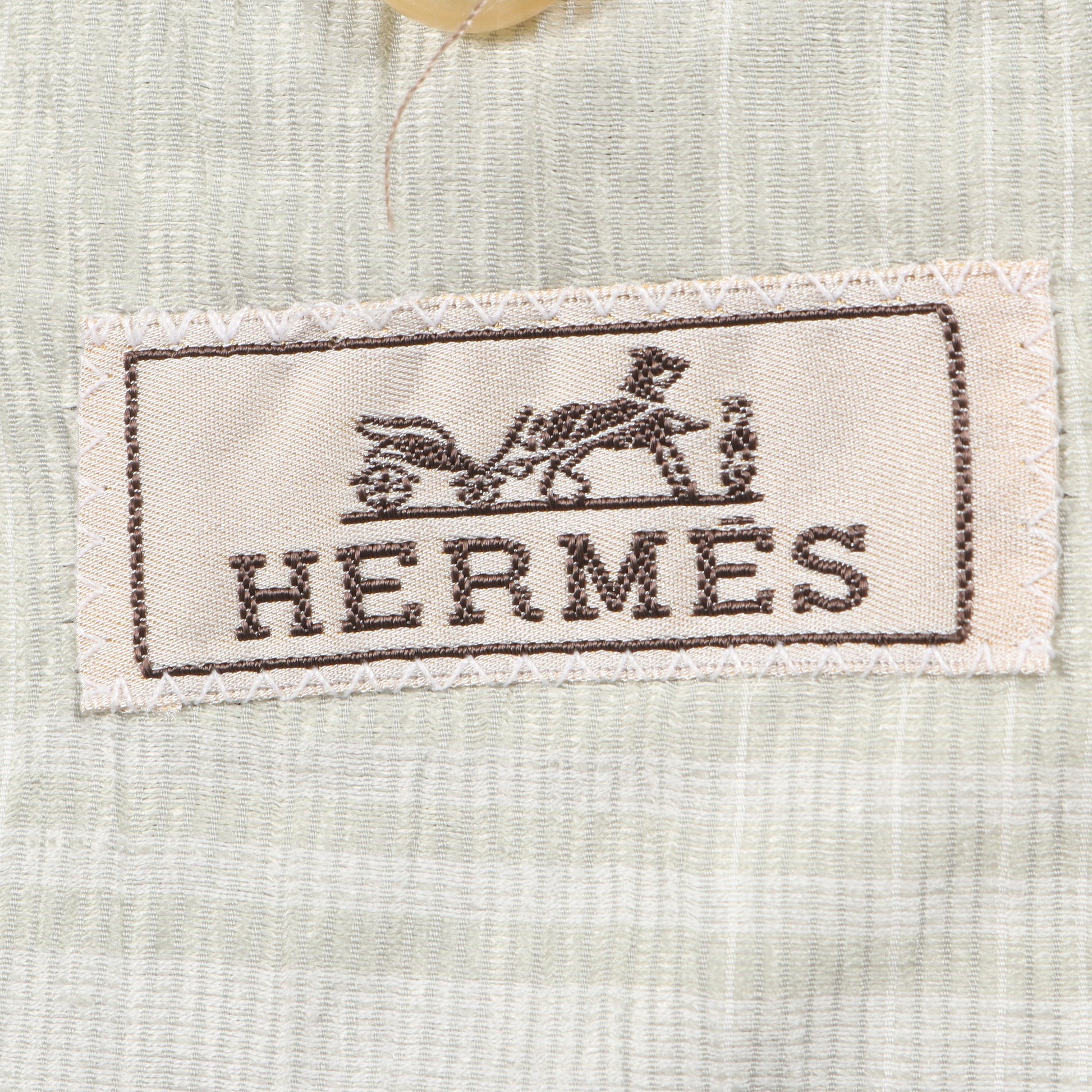 テーラードジャケット チェック リネン コットン ライトグリーン エルメス アウター HERMES