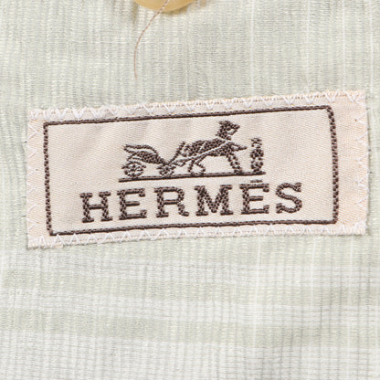 テーラードジャケット チェック リネン コットン ライトグリーン エルメス アウター HERMES