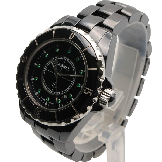 J12 10周年アニバーサリー レディース 腕時計 クオーツ セラミック エメラルド ブラック シャネル