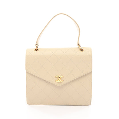 マトラッセ ハンドバッグ キャビアスキン ライトベージュ ゴールド金具 シャネル バッグ CHANEL
