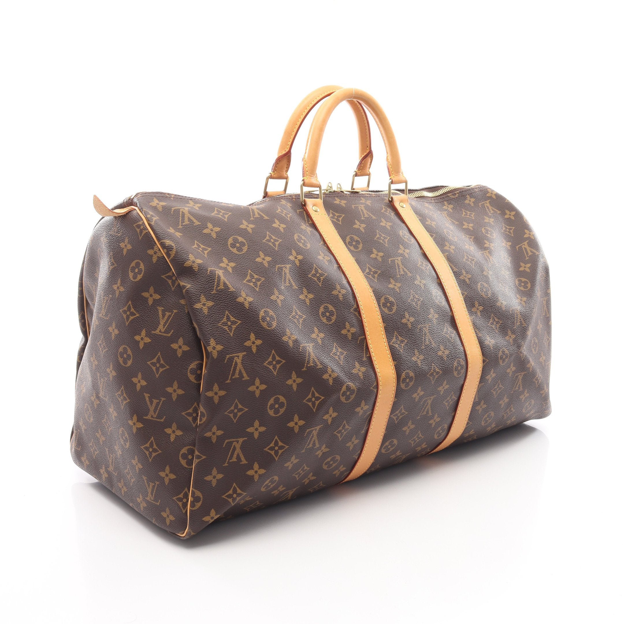 キーポル55 モノグラム ボストンバッグ PVC レザー ブラウン ルイ