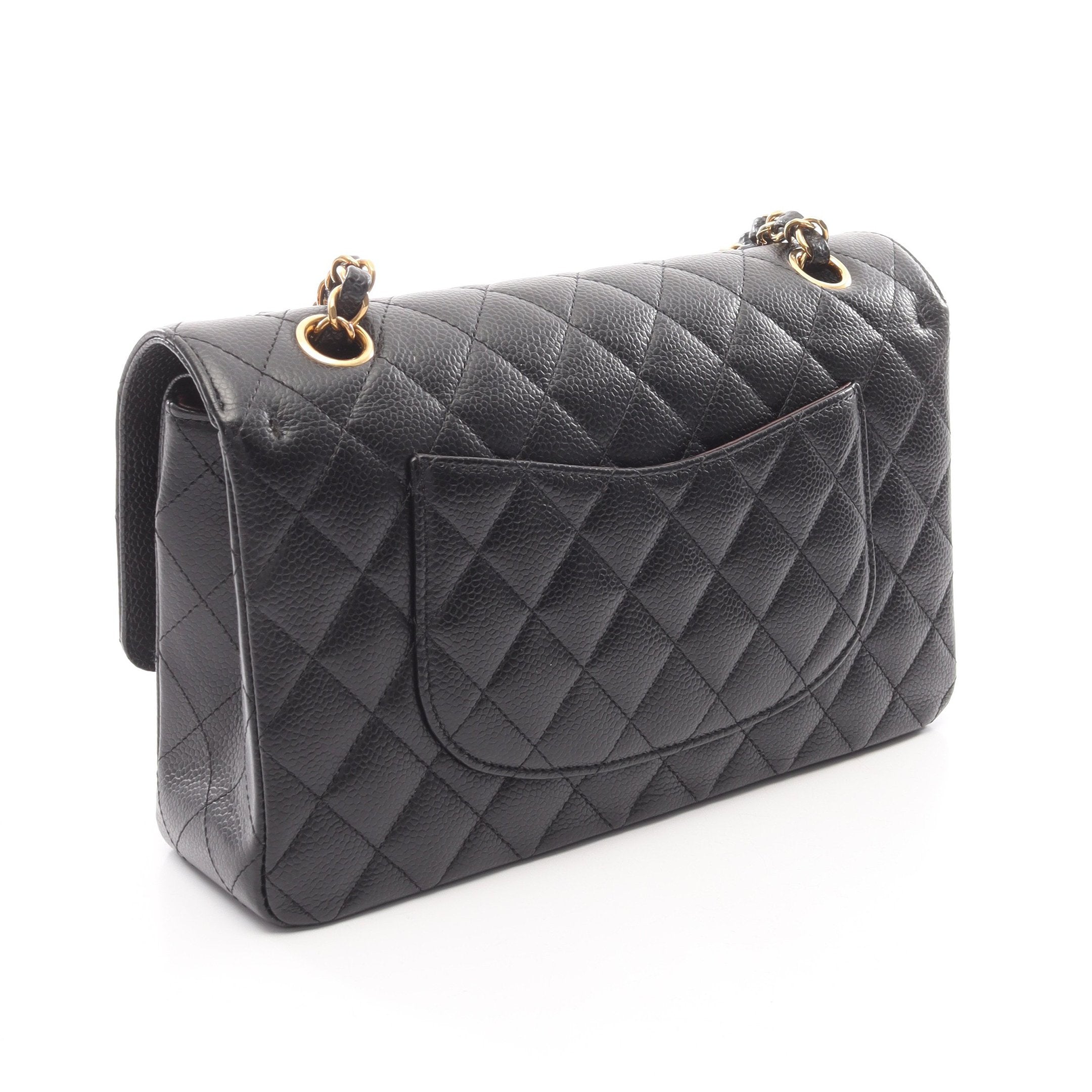 マトラッセ Wフラップ Wチェーンショルダーバッグ キャビアスキン