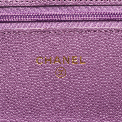 マトラッセ チェーンウォレット キャビアスキン ライトパープル ゴールド金具 シャネル バッグ CHANEL