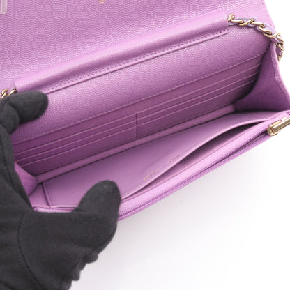 マトラッセ チェーンウォレット キャビアスキン ライトパープル ゴールド金具 シャネル バッグ CHANEL