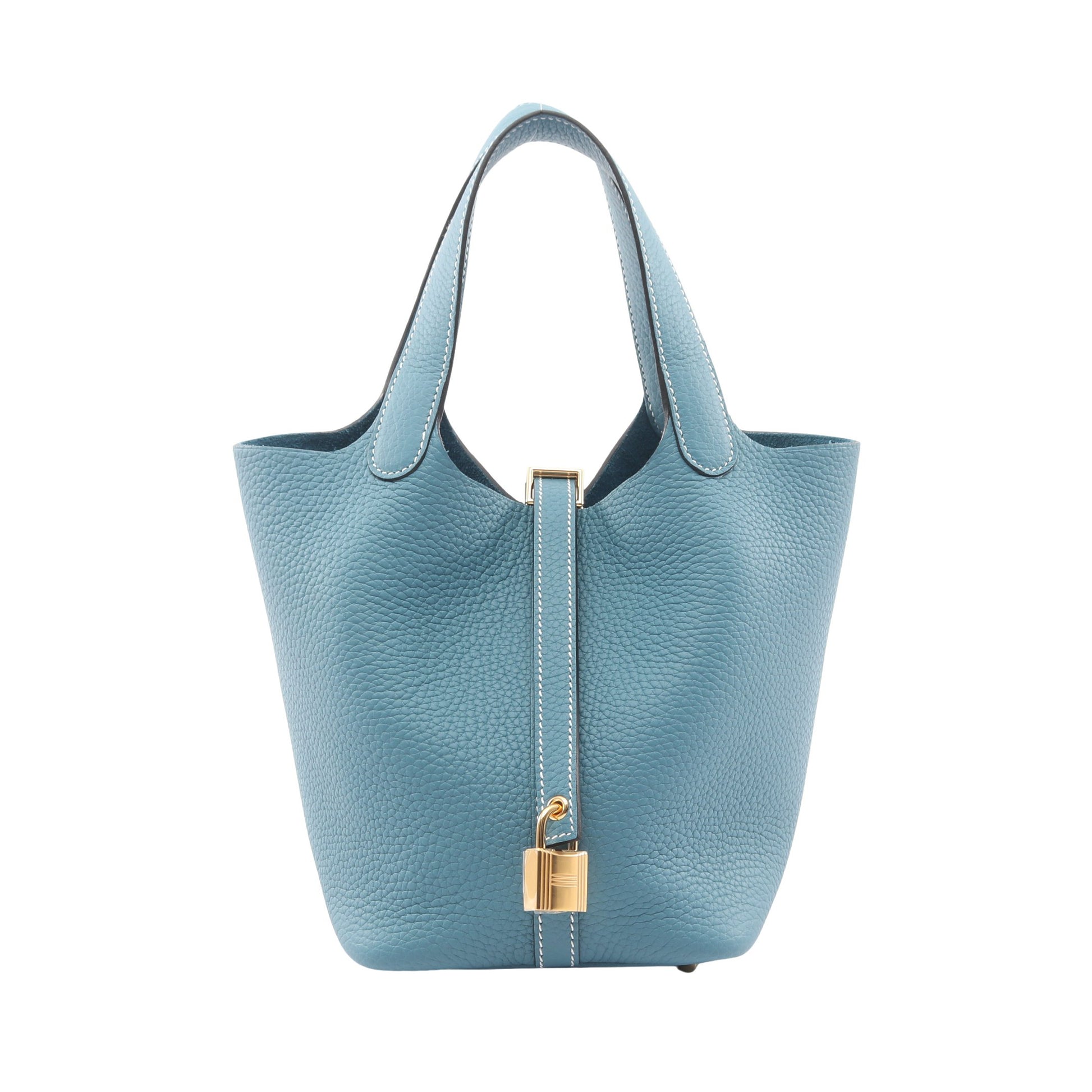 ピコタンロックPM ニューブルージーン ハンドバッグ トリヨンクレマンス ライトブルー ゴールド金具 K刻印 エルメス バッグ HERMES