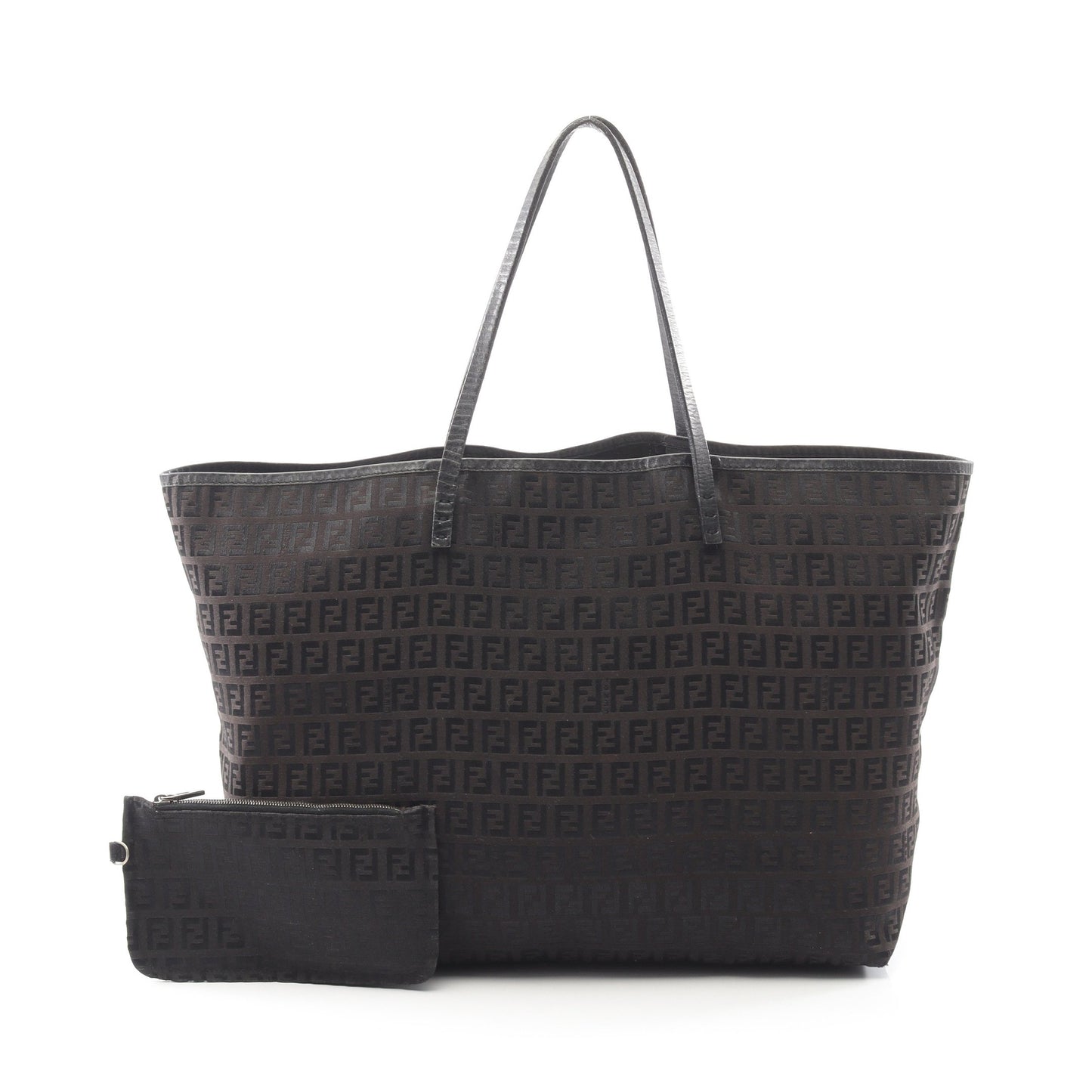 ズッキーノ ハンドバッグ トートバッグ キャンバス レザー ダークブラウン ブラック フェンディ バッグ FENDI