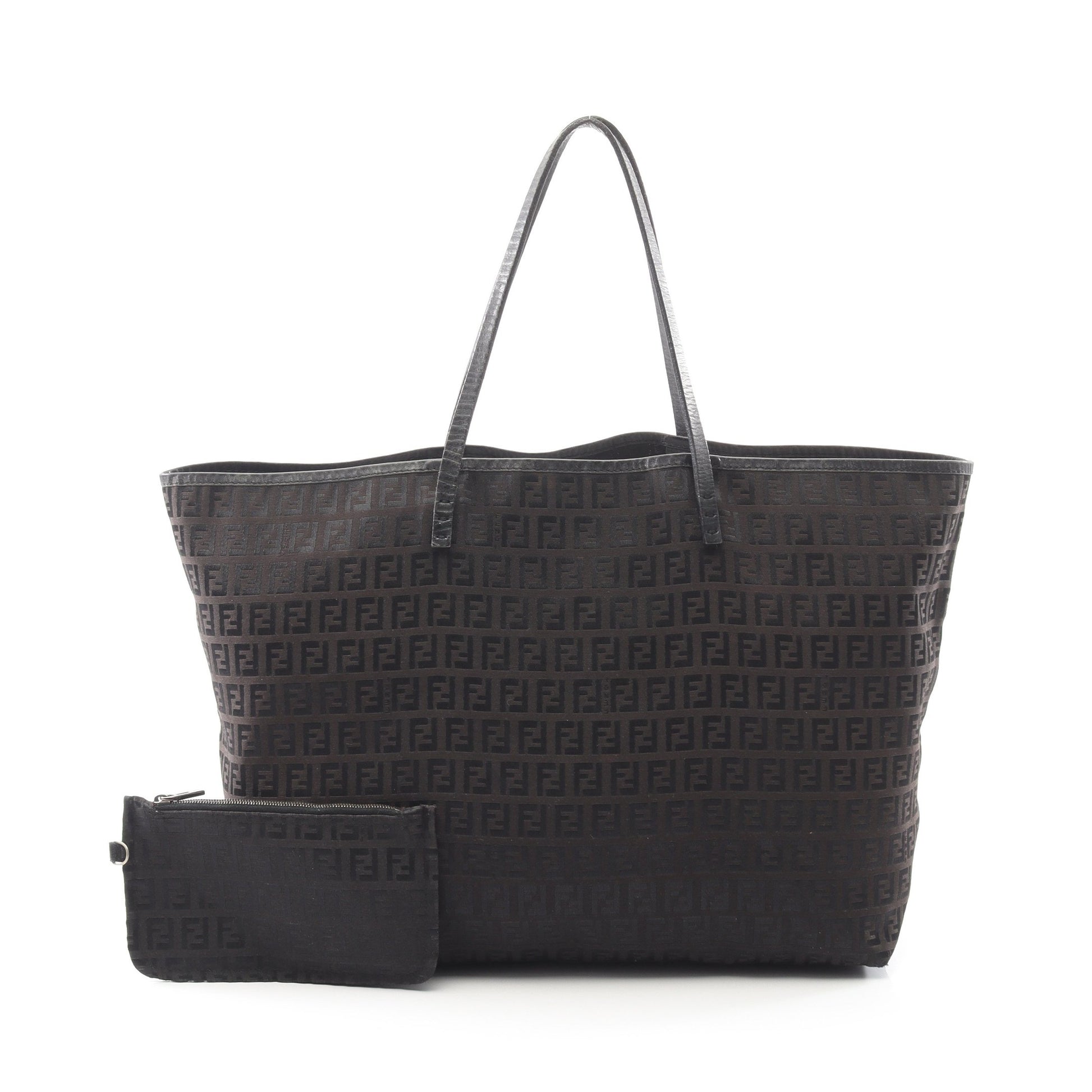 ズッキーノ ハンドバッグ トートバッグ キャンバス レザー ダークブラウン ブラック フェンディ バッグ FENDI