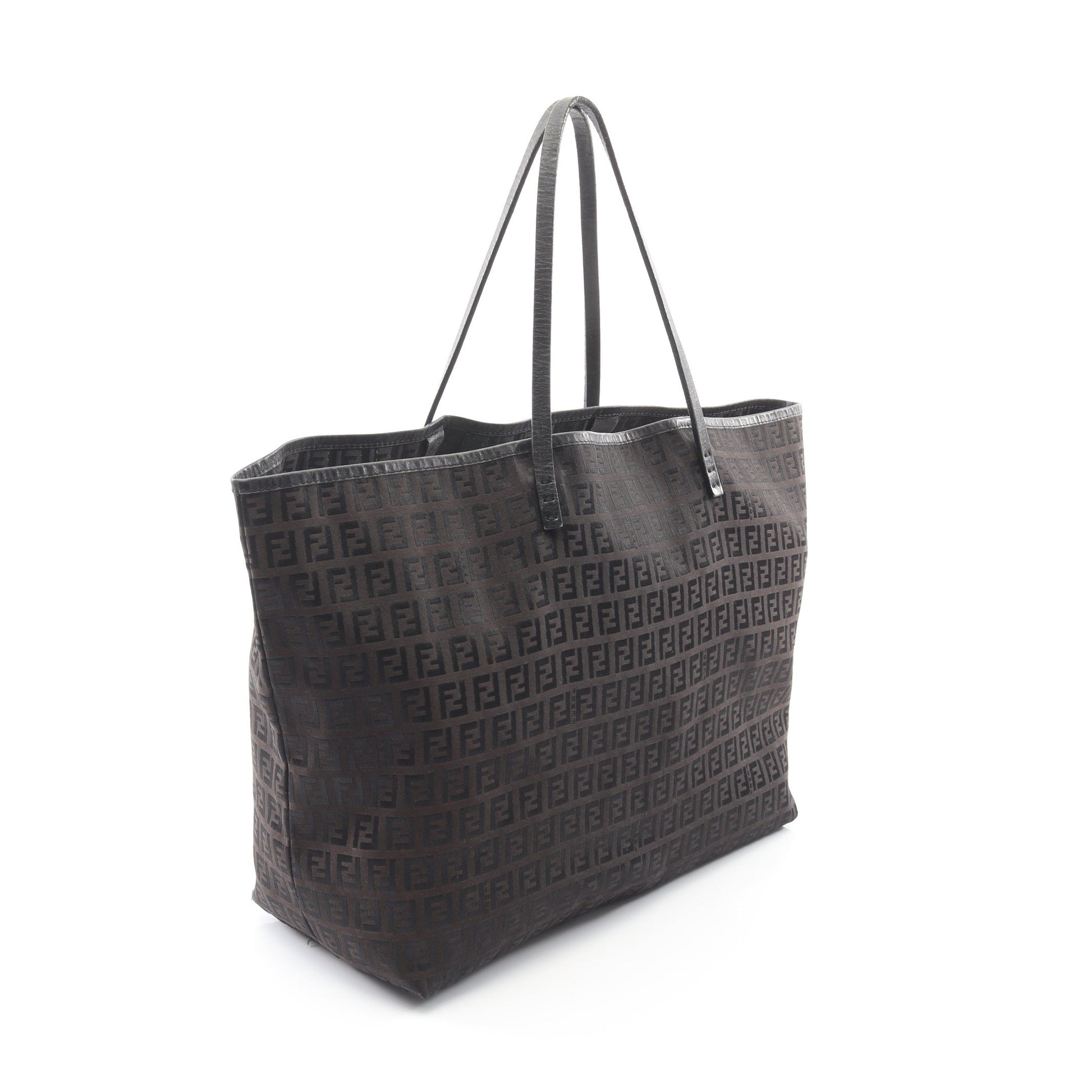 ズッキーノ ハンドバッグ トートバッグ キャンバス レザー ダークブラウン ブラック フェンディ バッグ FENDI
