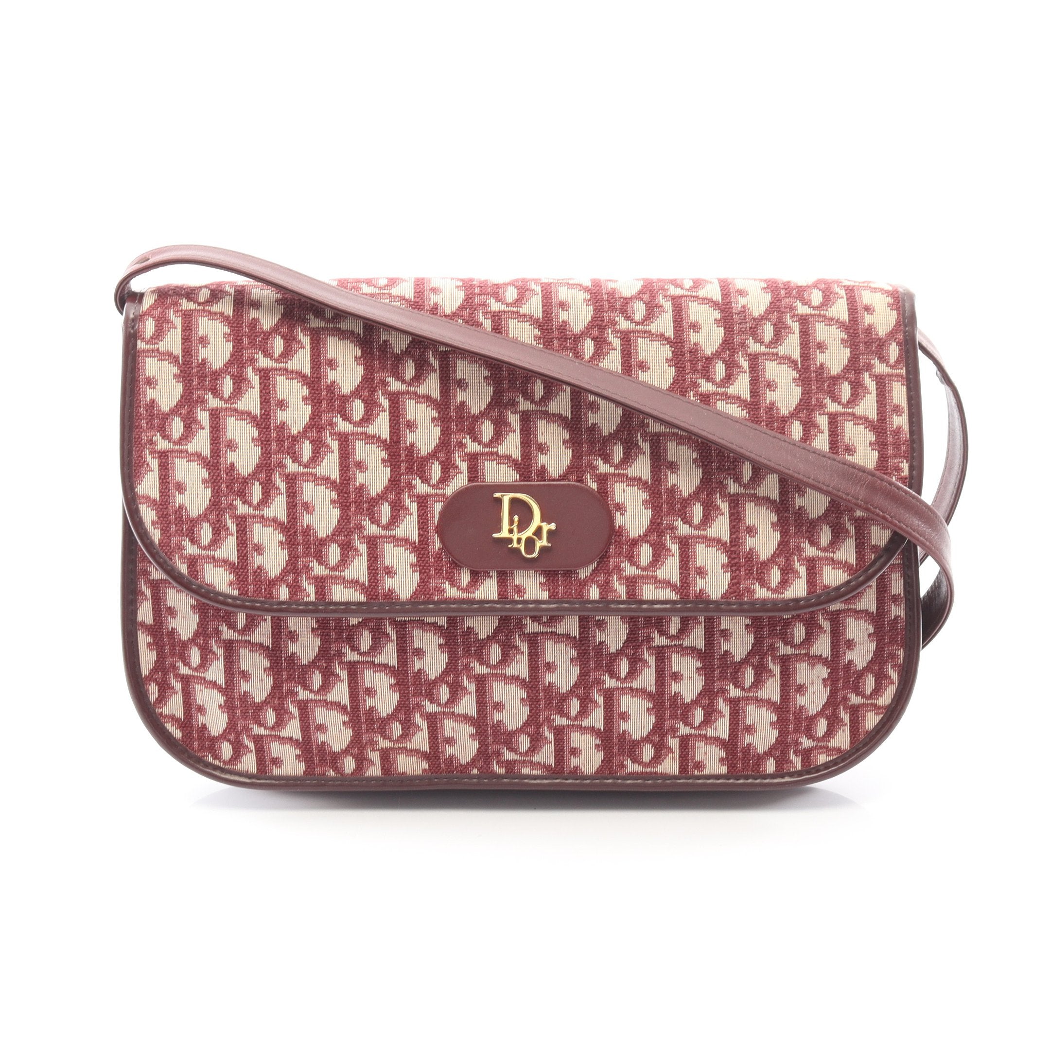 トロッター ショルダーバッグ キャンバス レザー ボルドー ベージュ