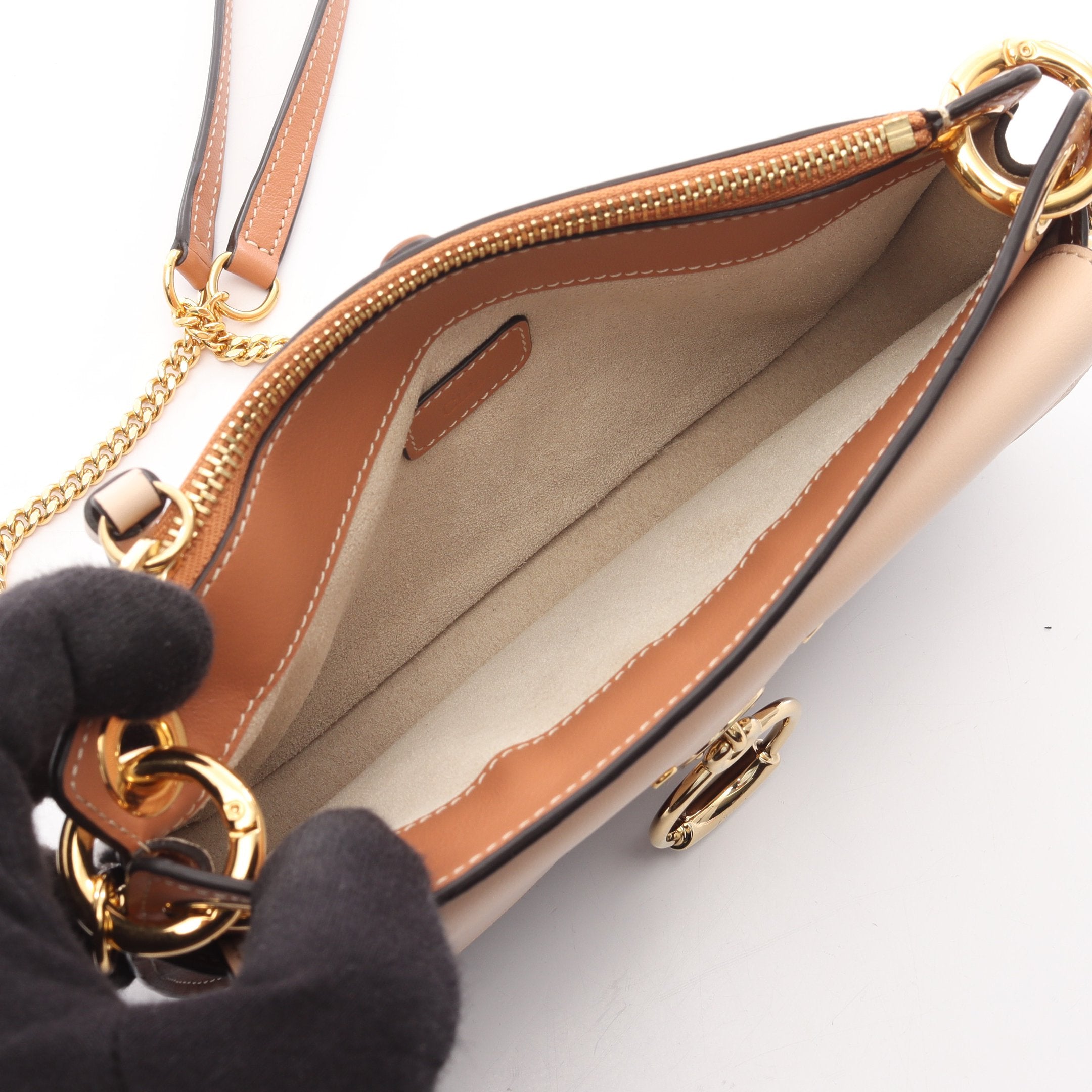 Chloé ショルダーバッグ チェーン ブラウン 美品 テス チェーンショルダーバッグ レザー ブラウン ベージュ クロエ – RECLO