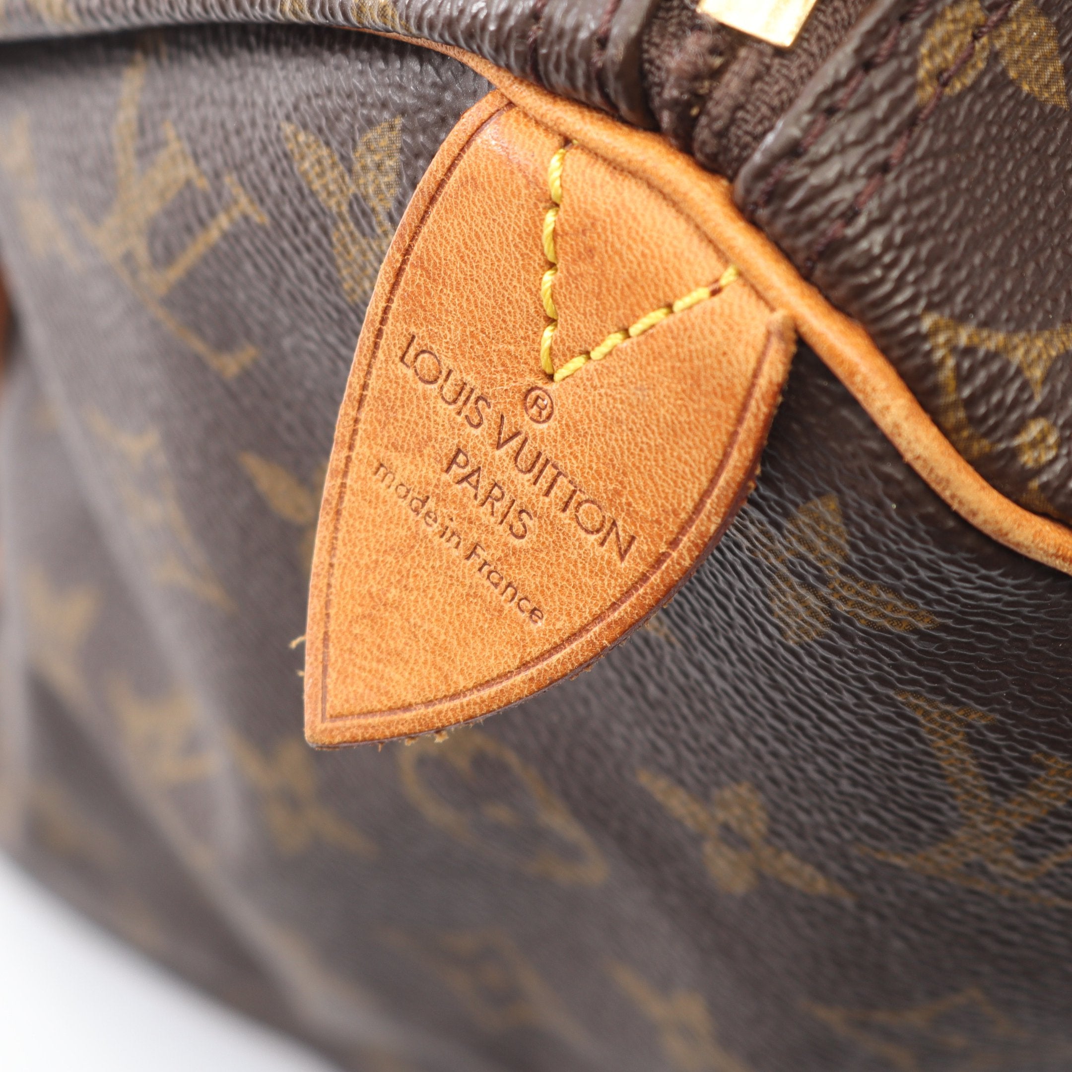 スピーディ40 モノグラム ハンドバッグ PVC レザー ブラウン ルイ