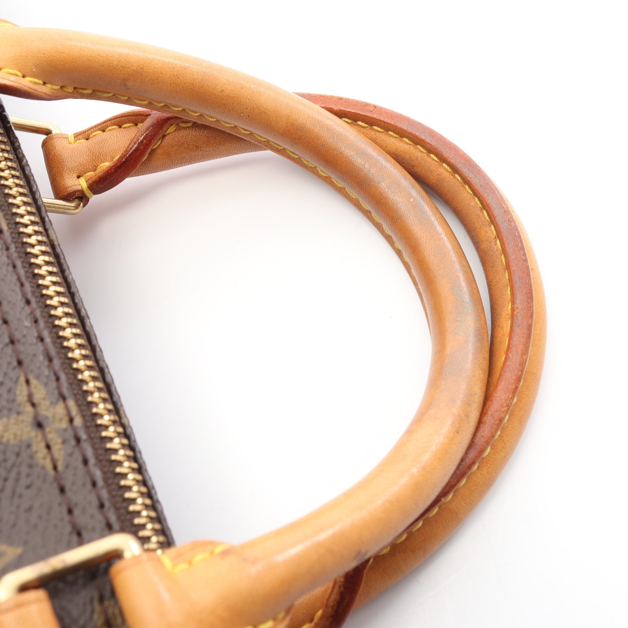 スピーディ40 モノグラム ハンドバッグ PVC レザー ブラウン ルイ