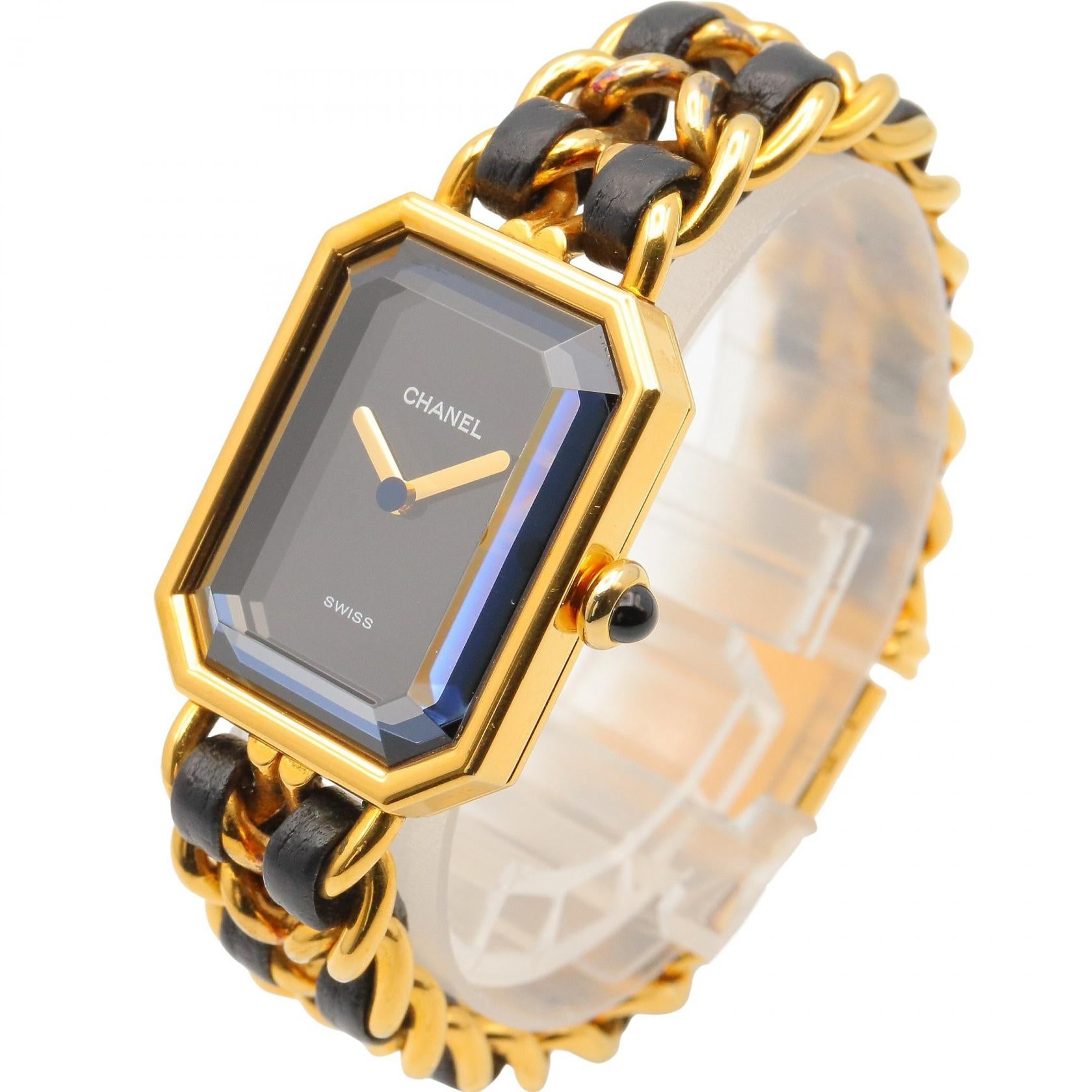 プルミエール S レディース 腕時計 クオーツ GP レザー ブラック