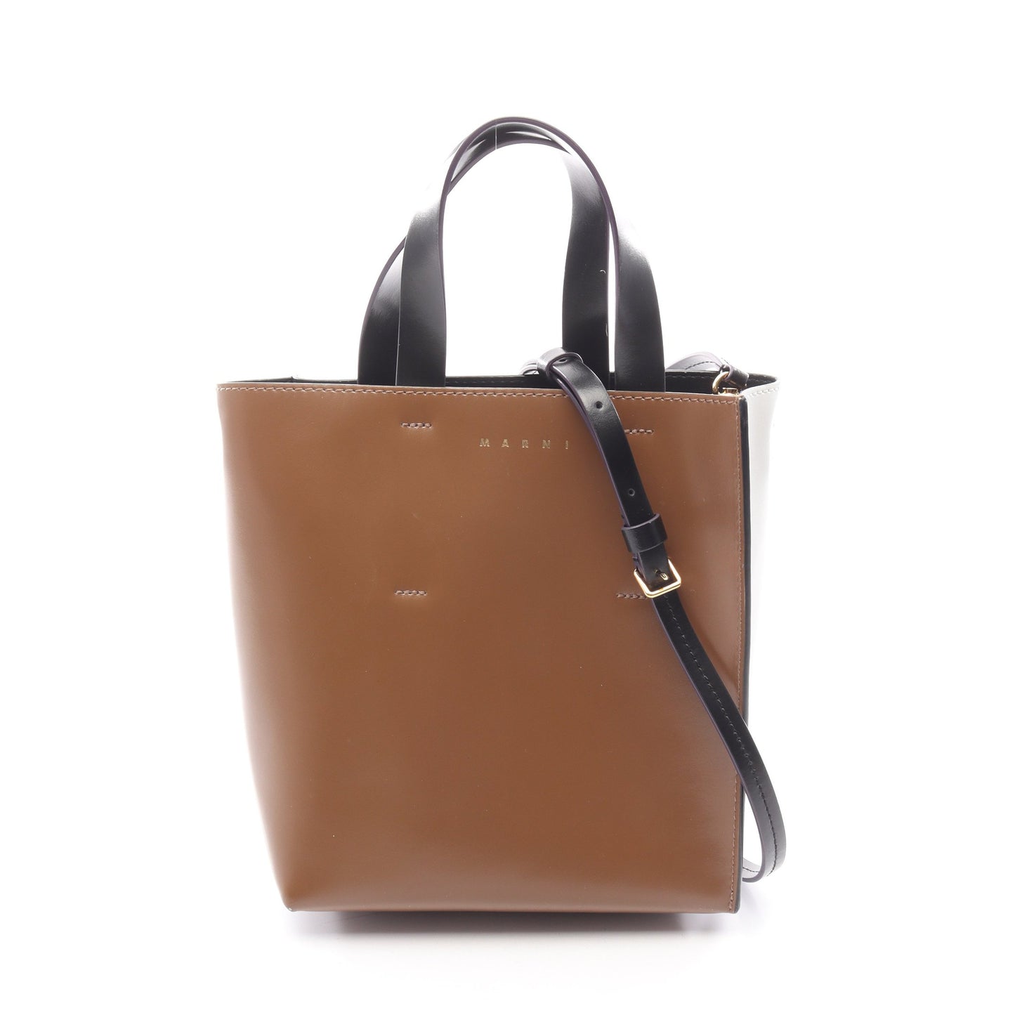 MUSEO ミュゼオ ハンドバッグ トートバッグ レザー ブラウン ライトグレー ブラック 2WAY マルニ バッグ MARNI