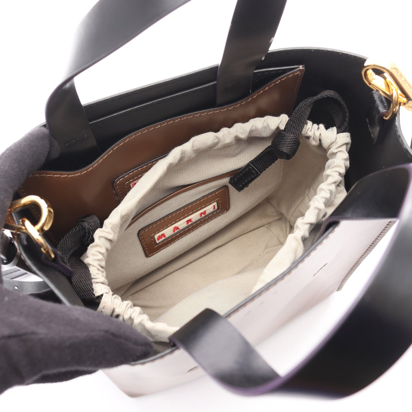 MUSEO ミュゼオ ハンドバッグ トートバッグ レザー ブラウン ライトグレー ブラック 2WAY マルニ バッグ MARNI