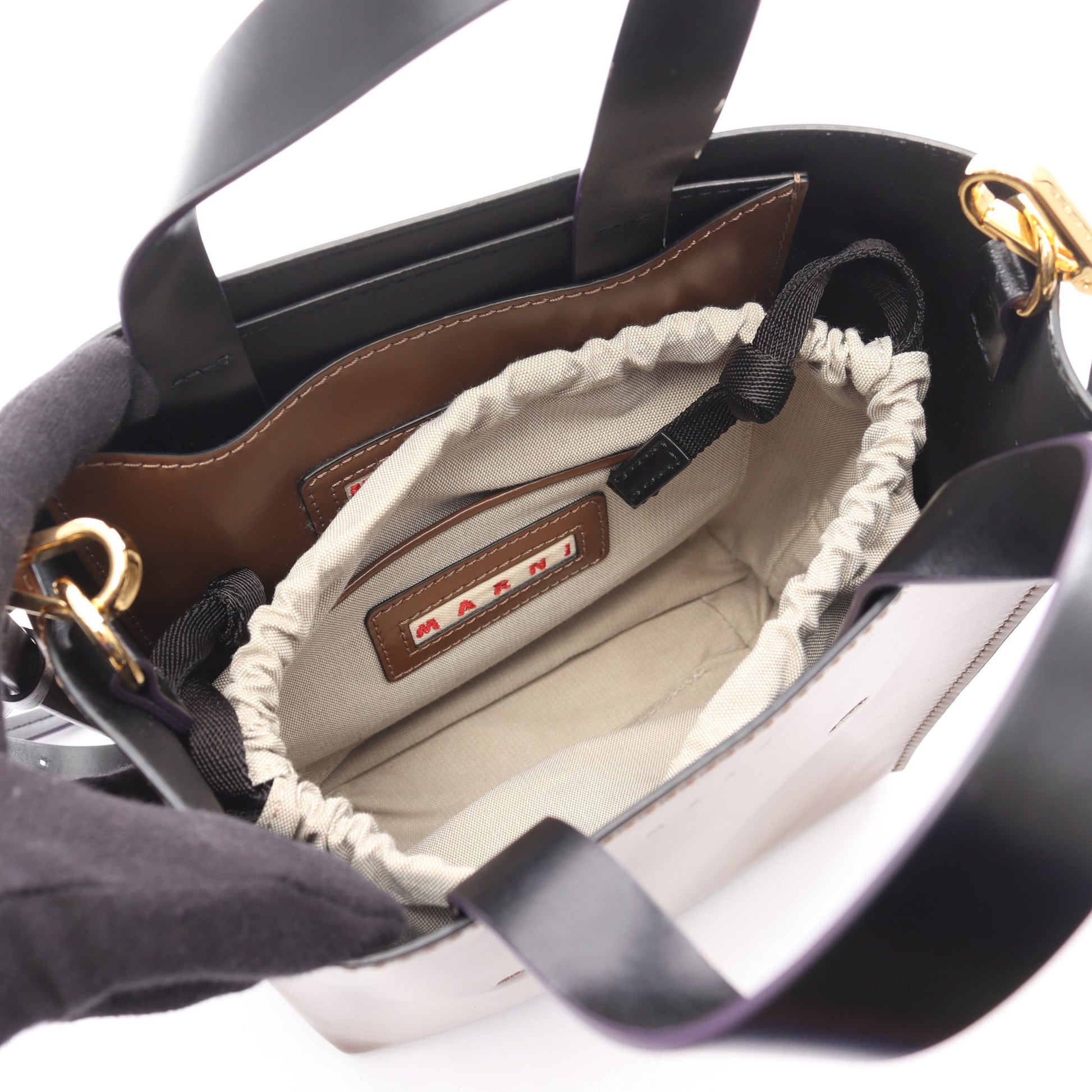 MUSEO ミュゼオ ハンドバッグ トートバッグ レザー ブラウン ライトグレー ブラック 2WAY マルニ バッグ MARNI