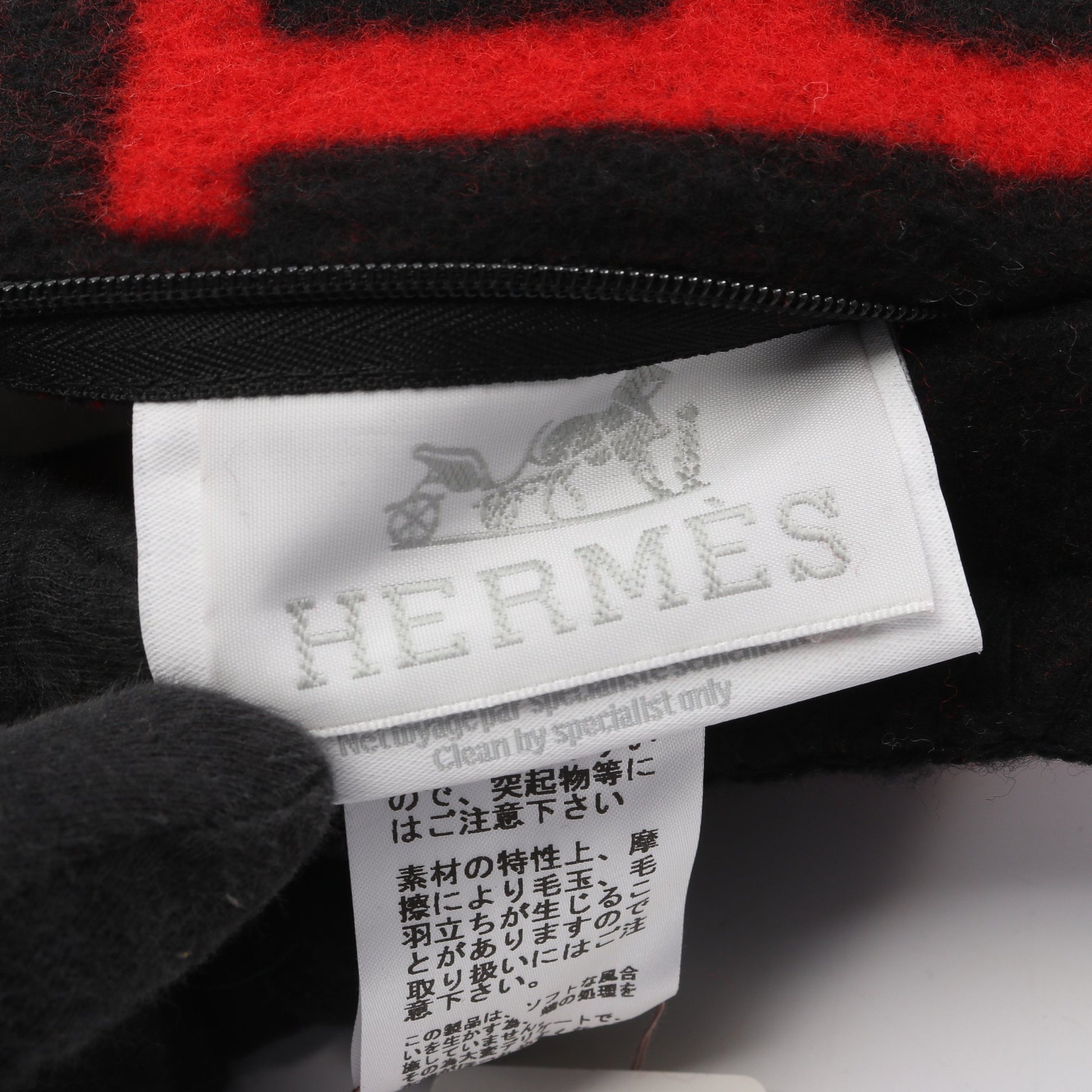アヴァロンPM クッション インテリア ウール カシミヤ レッド ブラック ボルドー エルメス 財布・小物 HERMES