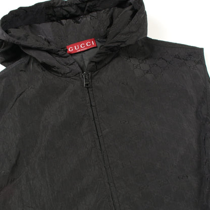 GGナイロン ベスト ナイロン ブラック フード付き 中綿 グッチ アウター GUCCI