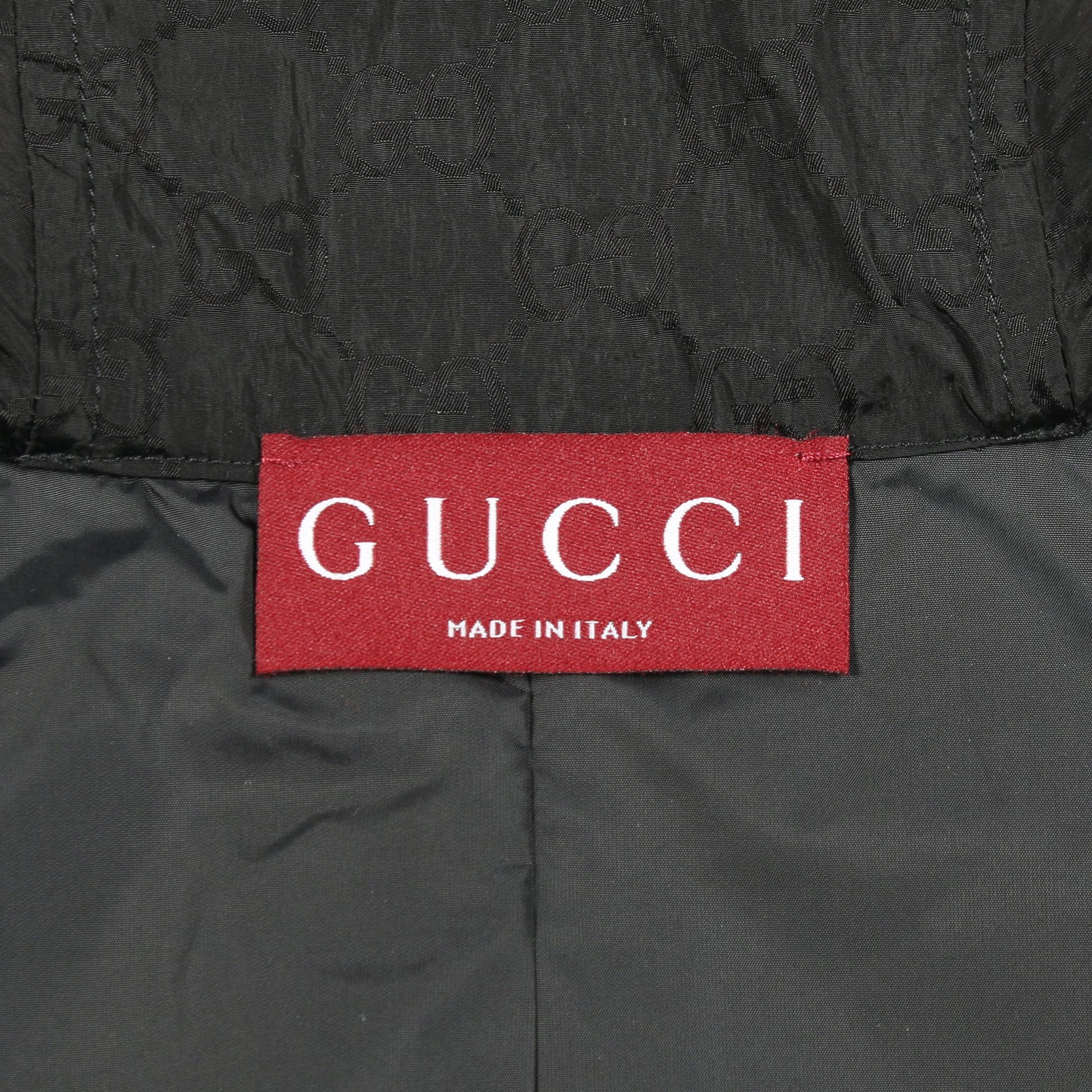 GGナイロン ベスト ナイロン ブラック フード付き 中綿 グッチ アウター GUCCI