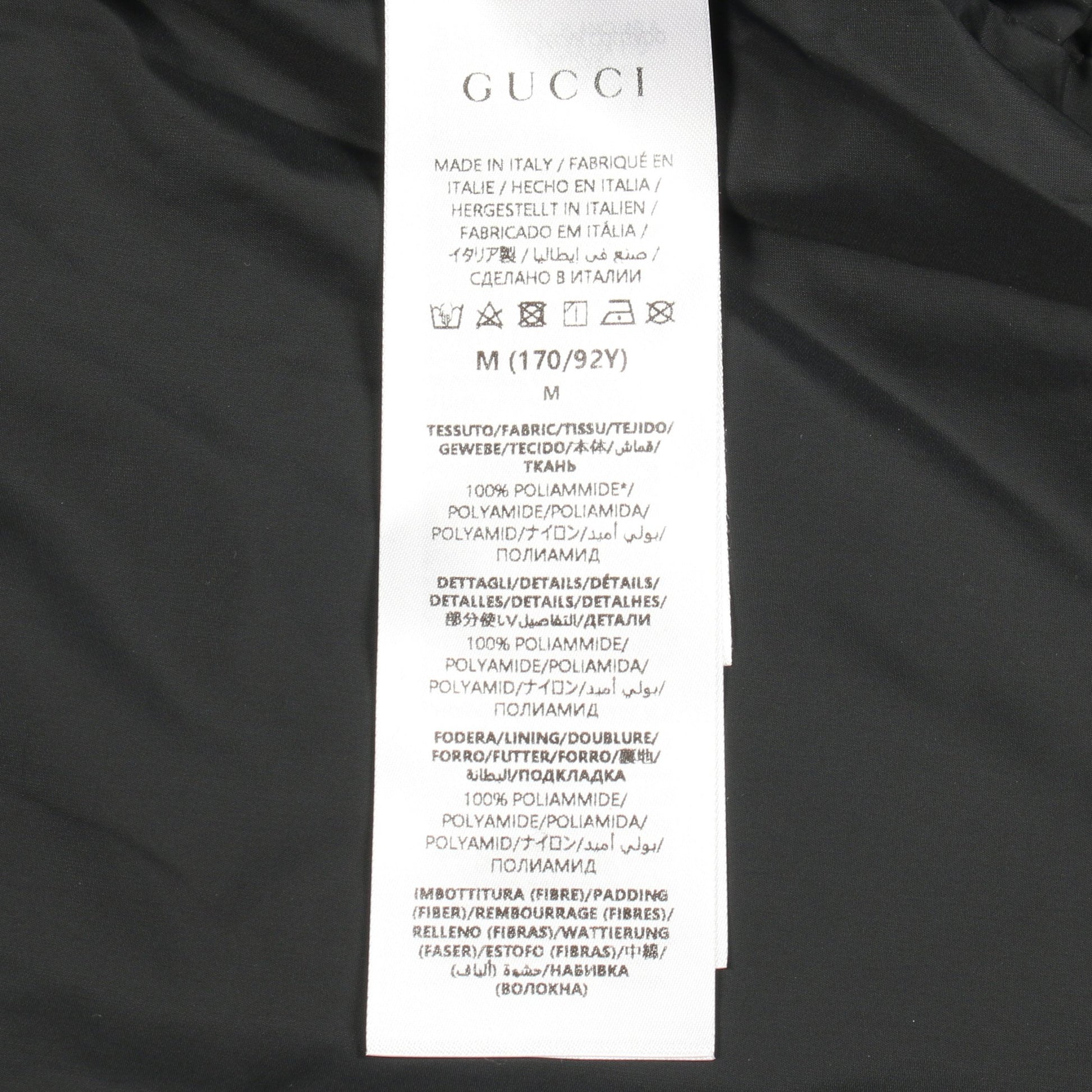 GGナイロン ベスト ナイロン ブラック フード付き 中綿 グッチ アウター GUCCI