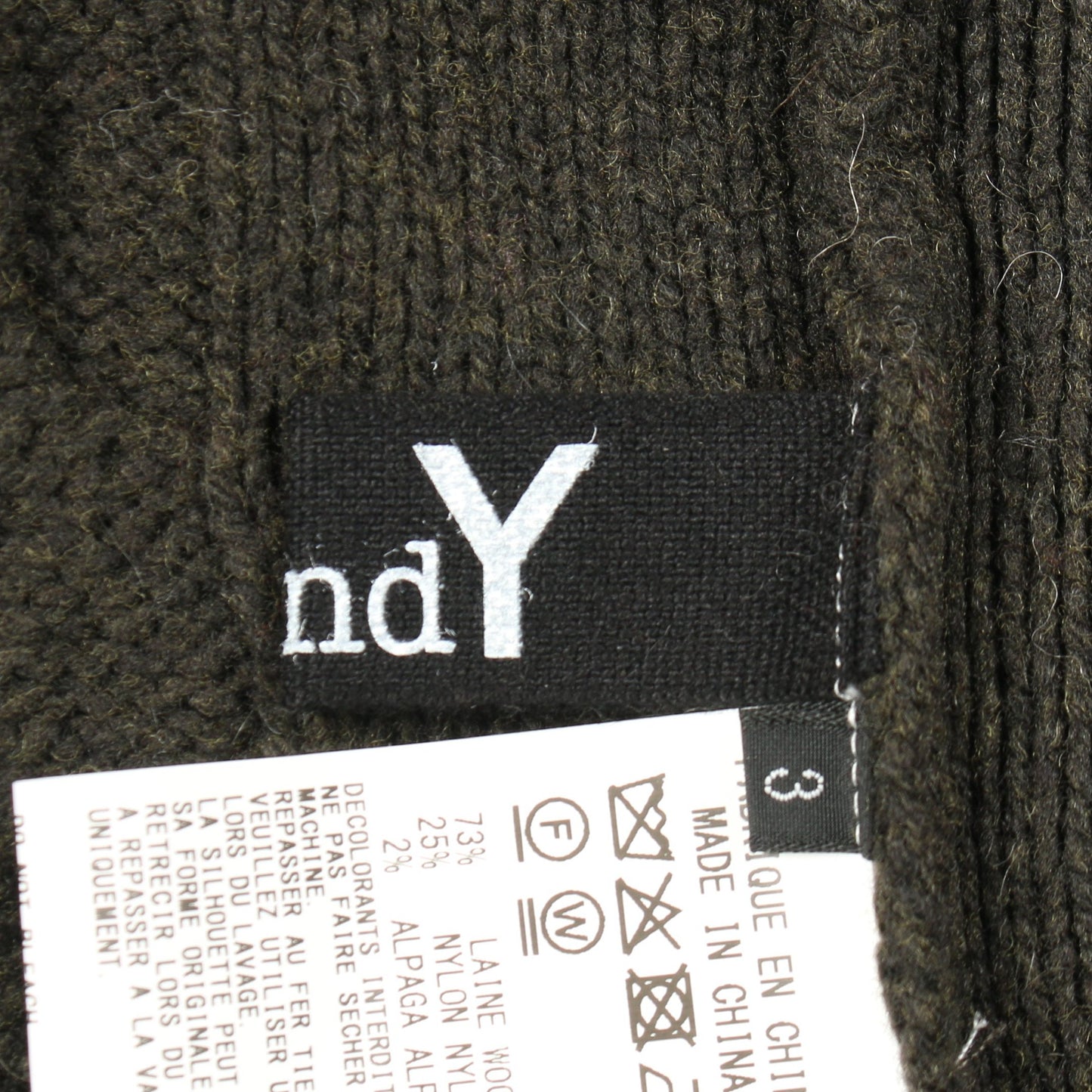 FINE MERINO WOOL CABLE SWITCH UNBALANCE PULLOVER アシンメトリー ニット ウール ナイロン アルパカ ブラウン ダークグリーン 切替 グラウンドワイ